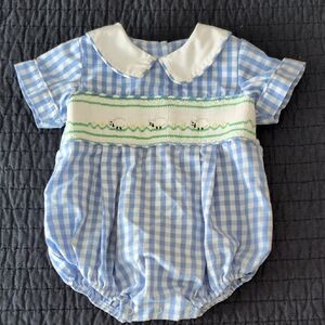Stitchy Fish Smocked Romper 9 M
